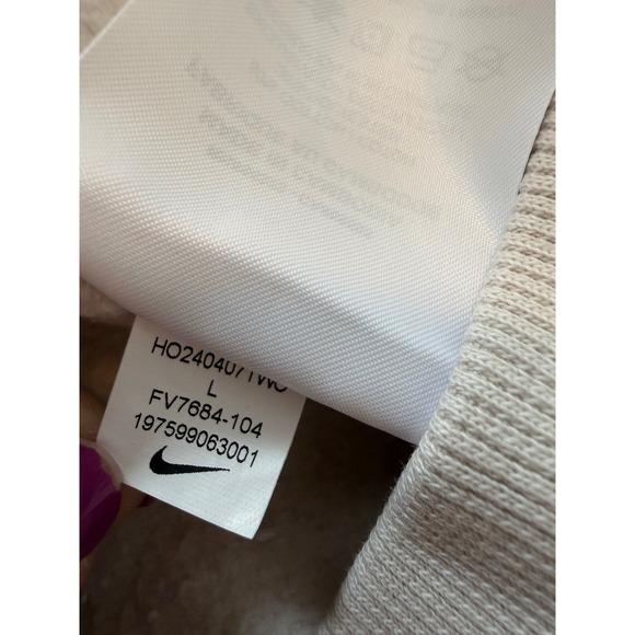 Nike Phoenix Wide Leg Sweatpants Beige Drawstring Logo Casual Lounge Size L - Picture 7 of 9